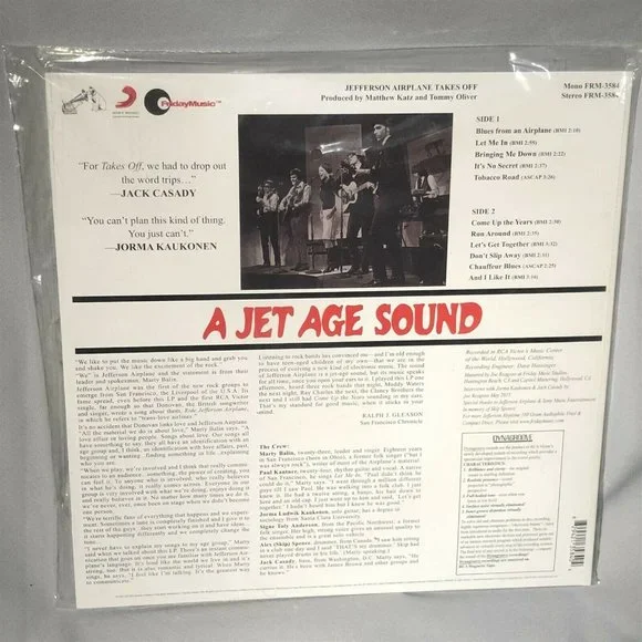 Jefferson Airplane Takes Off LP ~ Ltd Ed 180g Colored Vinyl (Blue) ~ Sealed!